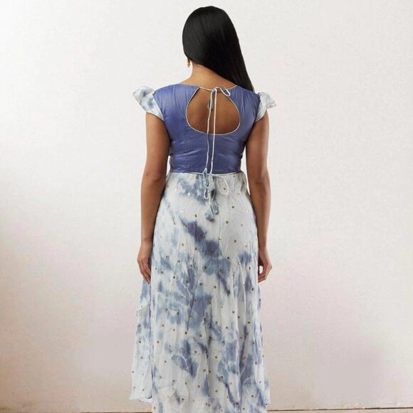 Stunning White Lavender Shibori Layered Dress | Muvvas Boutique - Picture 5 of 5